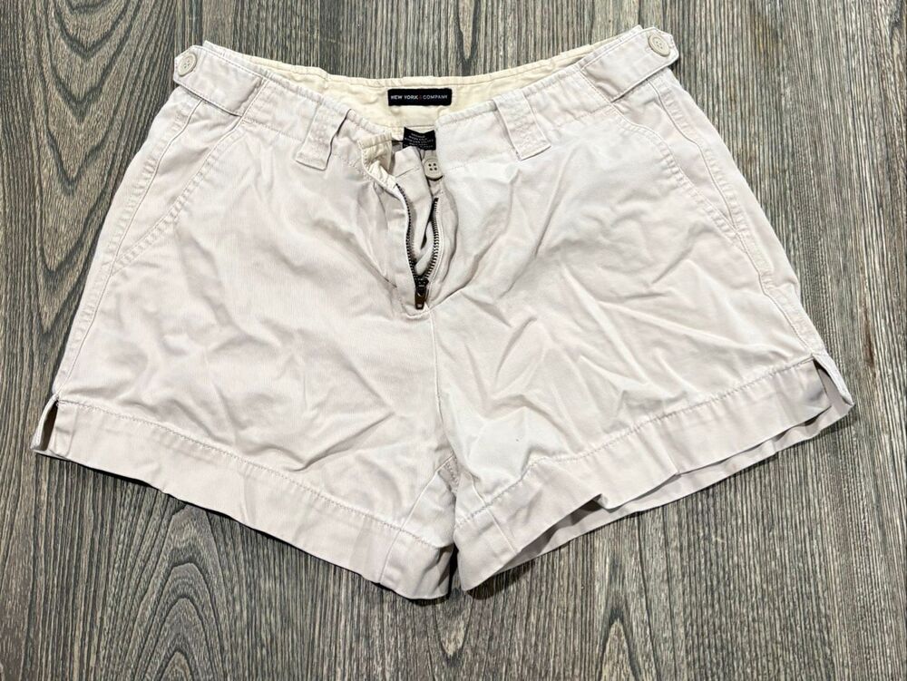 New York & Company Womens Shorts High Rise Utility Cargo Cuffed Beige Size 6